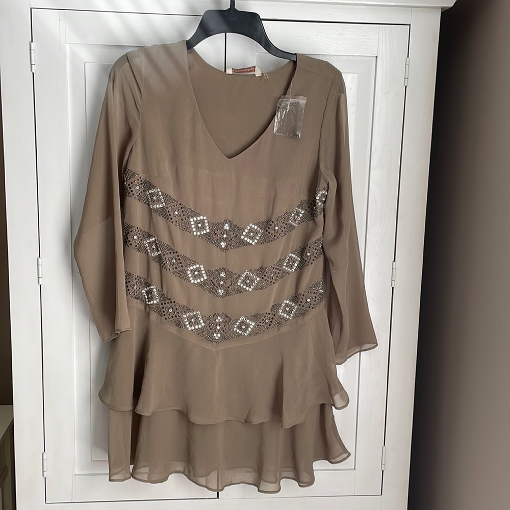 Soft Surroundings Brown Sequin Tunic Top